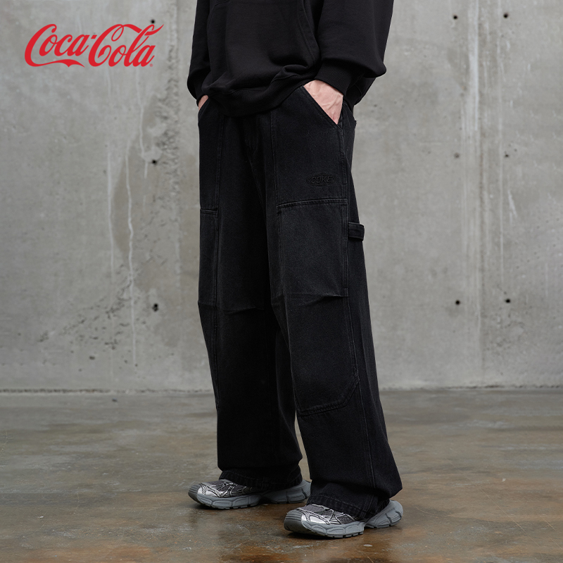 可口可乐直筒宽松牛仔裤