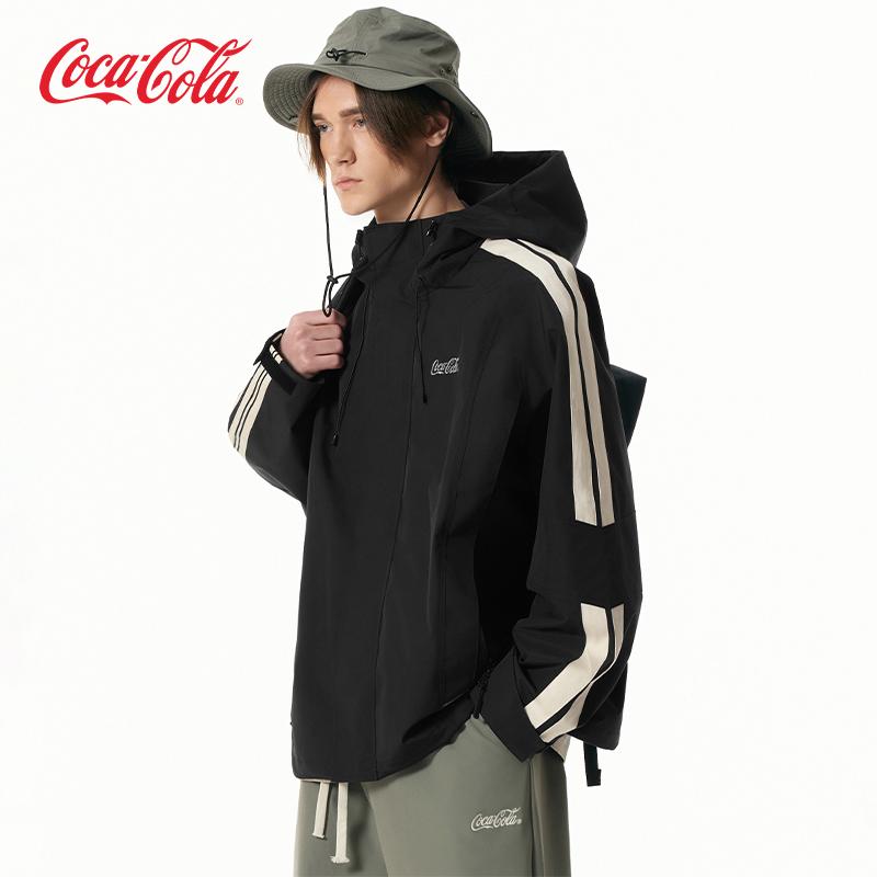 可口可乐户外防风防水连帽夹克