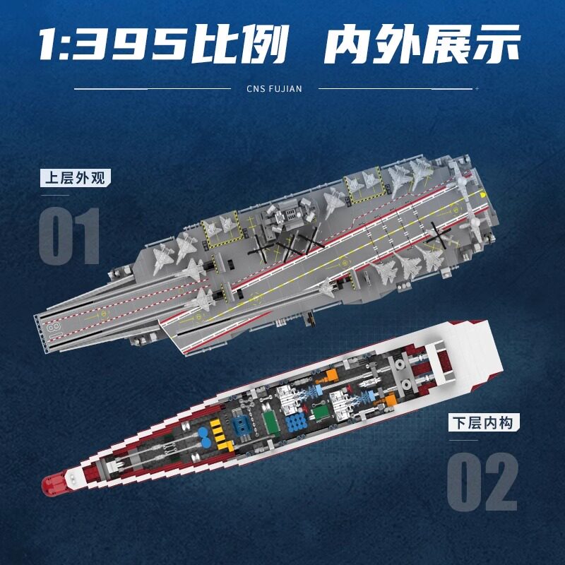 启蒙积木国产福建舰成人