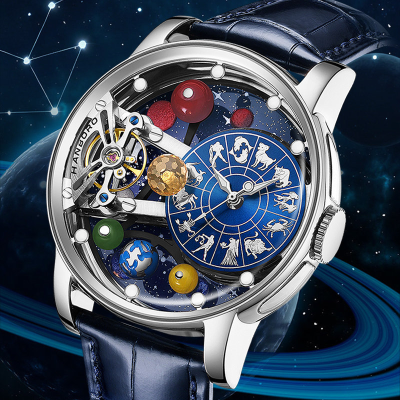 HANBORO衡宝罗男士手表星空天体自动机械表十二星座腕表十大品牌