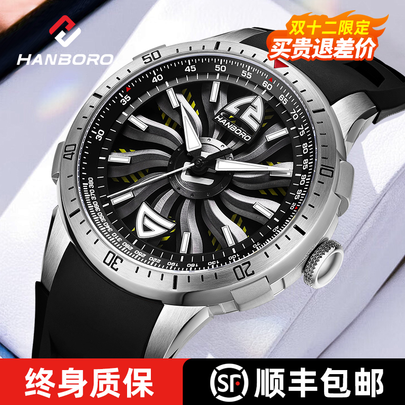 衡宝罗潮流时尚男夜光机械表防水