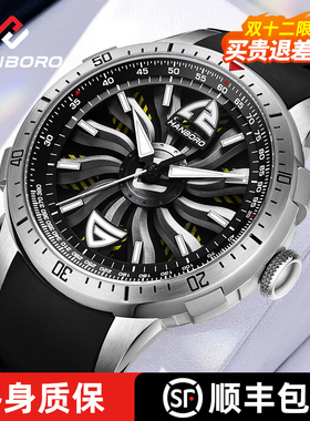HANBORO衡宝罗风之子男士自动机械大表盘送礼男友名表十大品牌钢
