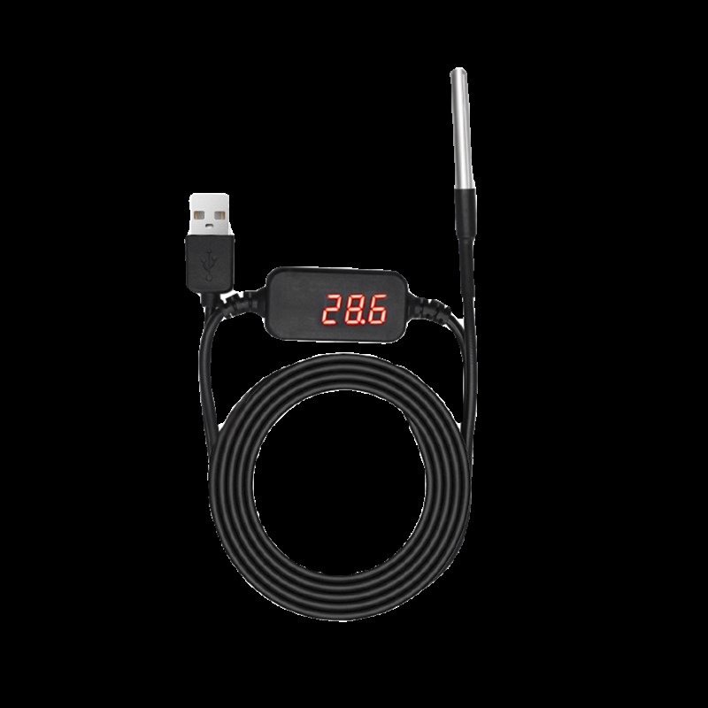 高精度USB温度传感器采集显示模块工业级DS18B20防水MODBUS串口