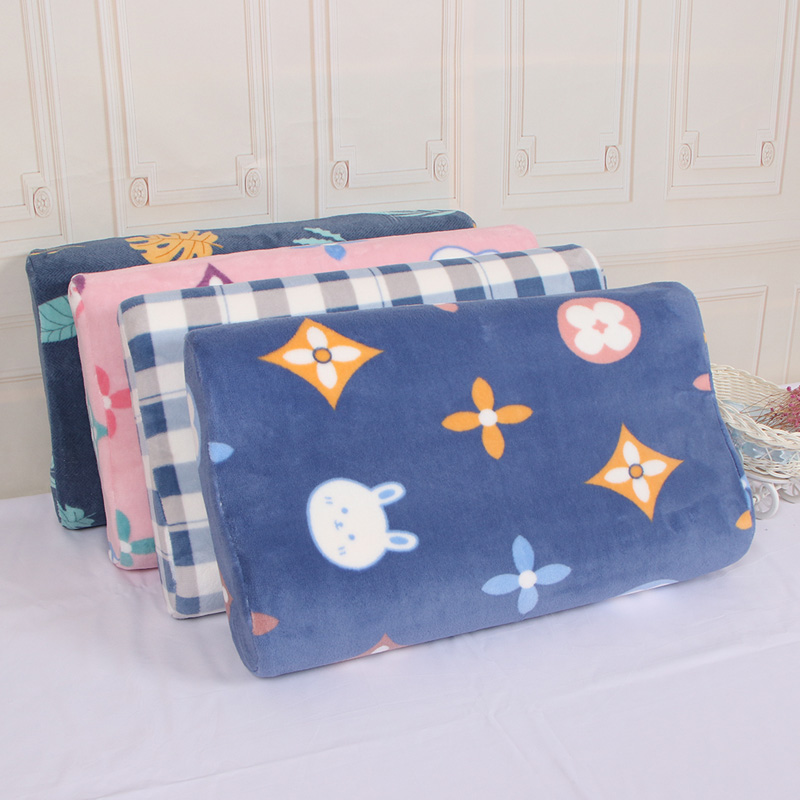 珊瑚绒冬季枕套乳胶枕套保暖枕巾