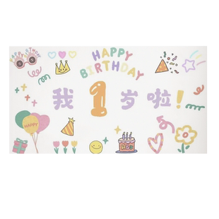 生日拍照周岁投影灯生日派对装饰投影仪男女卡通百日宴庆祝背景墙