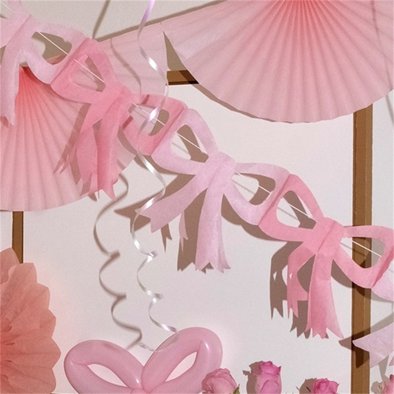 芭蕾风蝴蝶结拉旗纸拉花公主生日