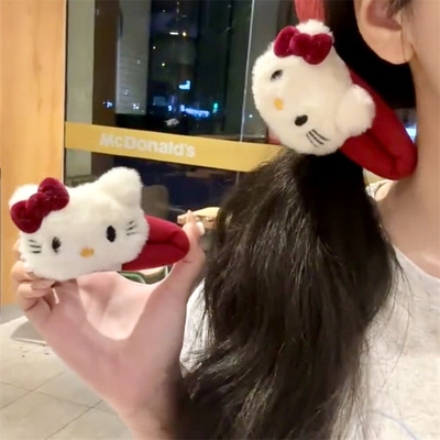 可爱红kt猫掰掰夹发圈可爱红kt猫