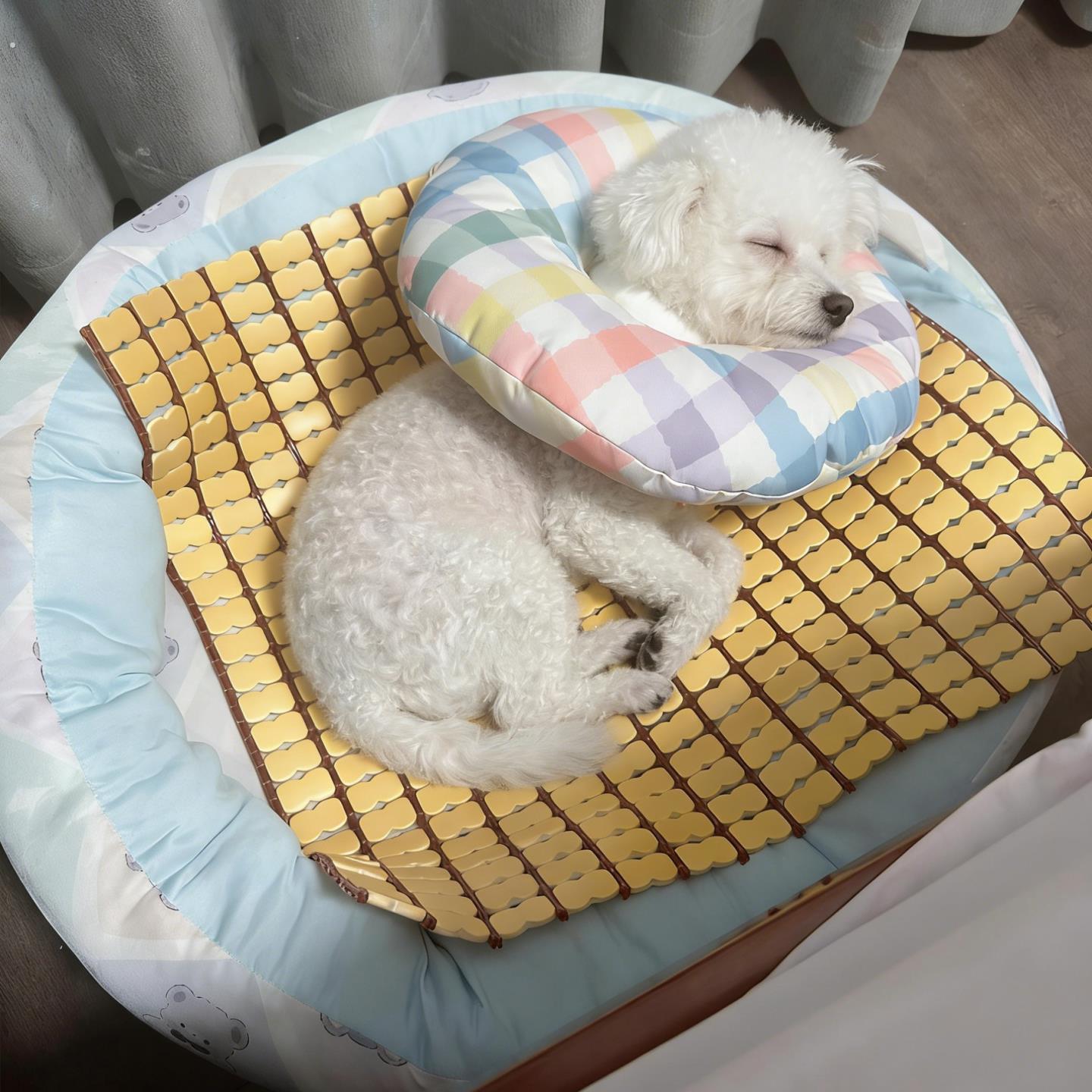 狗狗凉席狗窝猫窝方形降温睡窝清凉舒适防暑竹席易清洗宠物睡垫子
