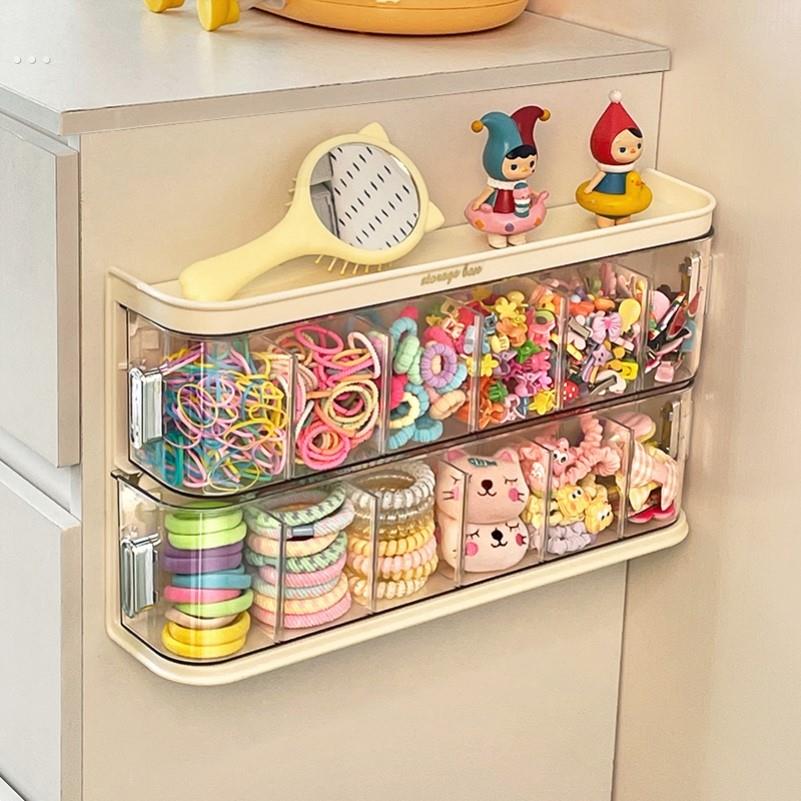 儿童发饰收纳盒壁挂双层大容量首饰品皮筋置物架发夹头绳收纳神器