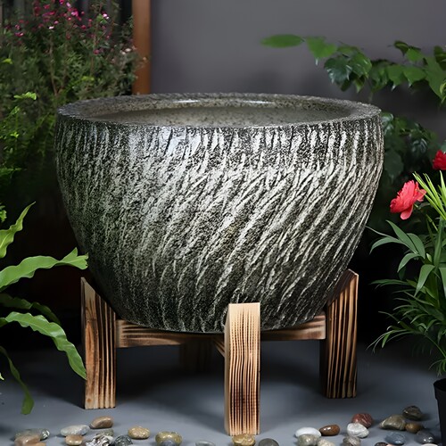 青花陶瓷古法手养金鱼缸