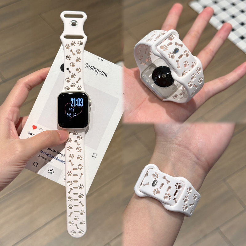 适用苹果手表s11s10表带硅胶可爱
