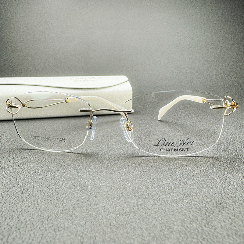 Charmant夏蒙眼镜架女款纯钛优雅无框琴弦气质可配近视度数XL2944