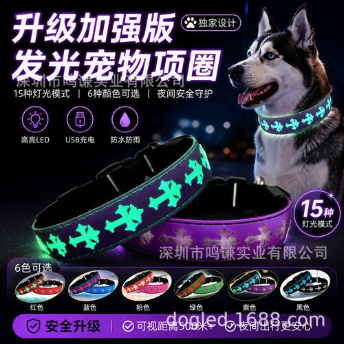 DUSBled发光立体狗带多彩可充电