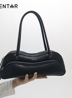 OMENTAR欧蒙特青蛙包女小众原创复古真皮腋下法棍大容量通勤包包