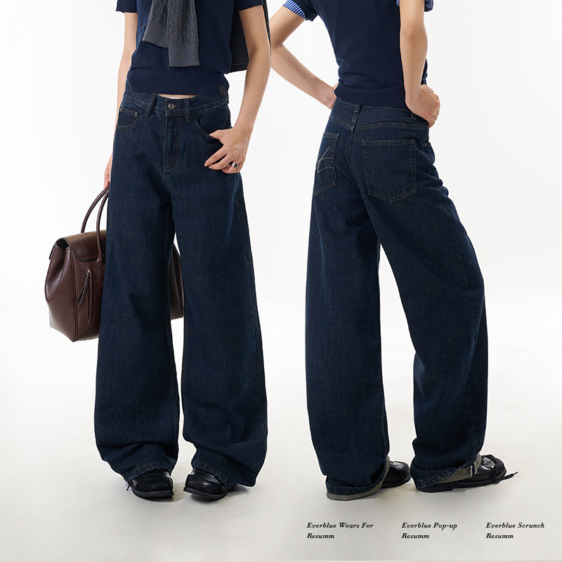 美式复古蓝色牛仔裤女新款