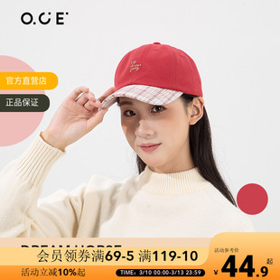 OCE梦想小马棒球帽红色大头围帽子棒球帽大脸显脸小纯棉鸭舌帽