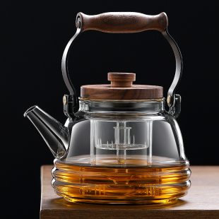 全玻璃电陶炉煮茶壶白茶黑茶家用蒸汽养生壶烧水壶茶具加厚提梁壶