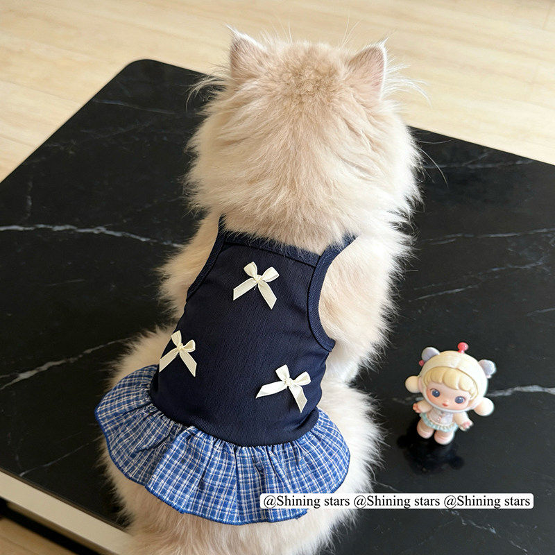 猫咪衣服夏天薄款防掉毛狗狗吊带公主学院风裙子宠物夏季金渐层