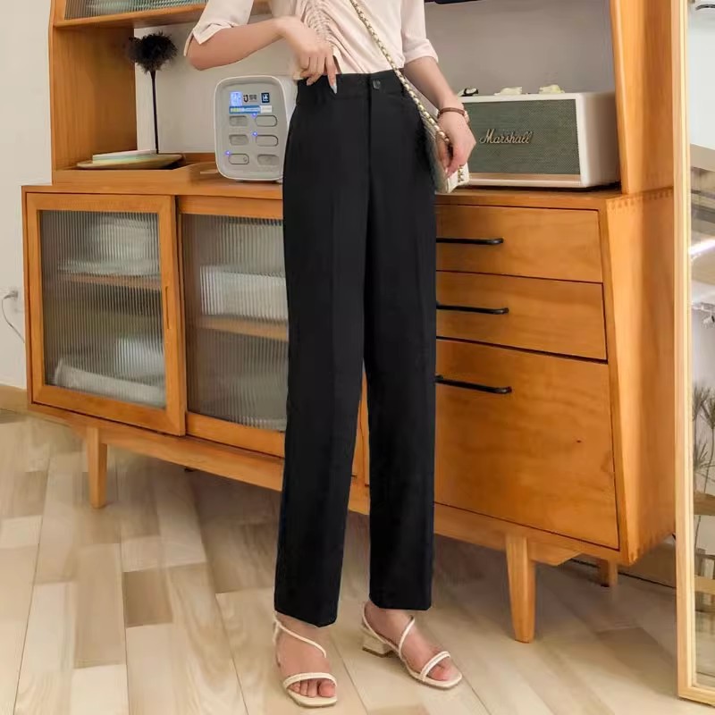 小个子西装裤女春秋冬新款高腰显瘦直筒垂感小脚烟管潮九分休闲裤