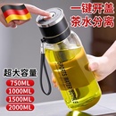 德国一键开盖茶杯双层防烫玻璃杯子大容量家用按压速开盖车载水杯