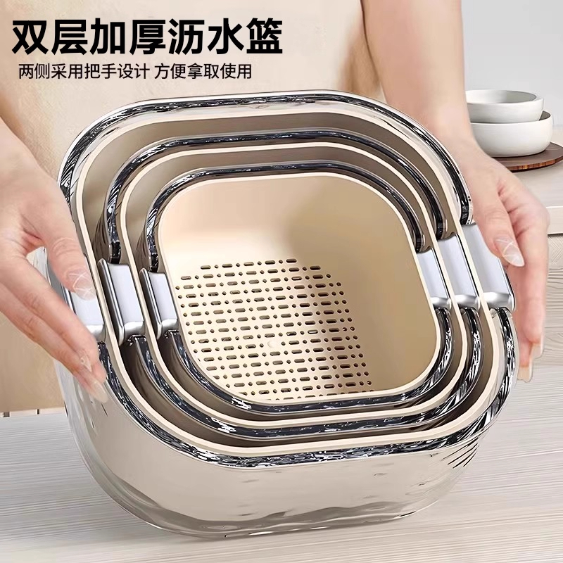 双层洗菜盆沥水篮新款厨房家用