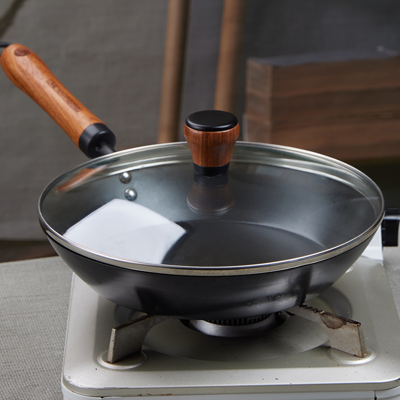 老饭骨26cm精铁煎锅家用涂层