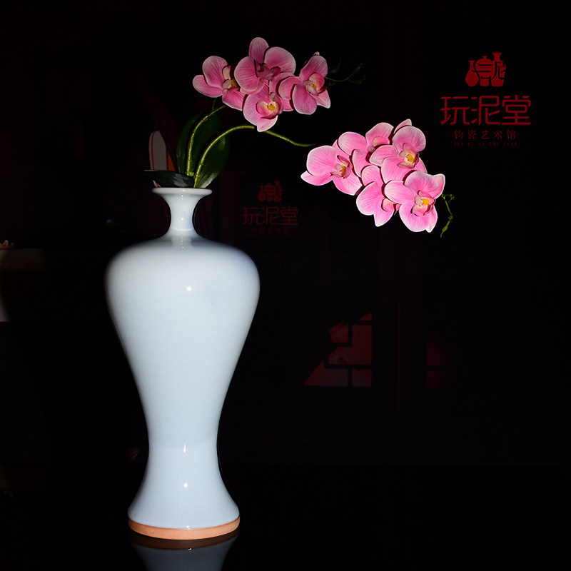 禹州钧瓷玩泥堂艺术馆窑变正品钧瓷花瓶台面摆件东方丽人厂家直销