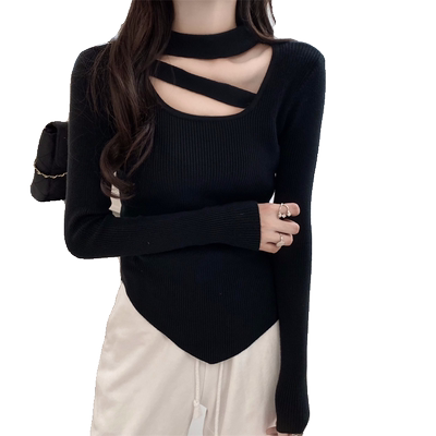 设计感不规则针织打底衫女