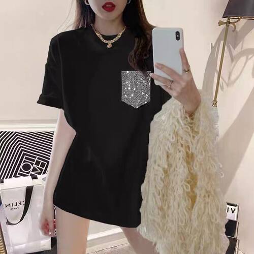 纯棉T恤女宽松中长款大版