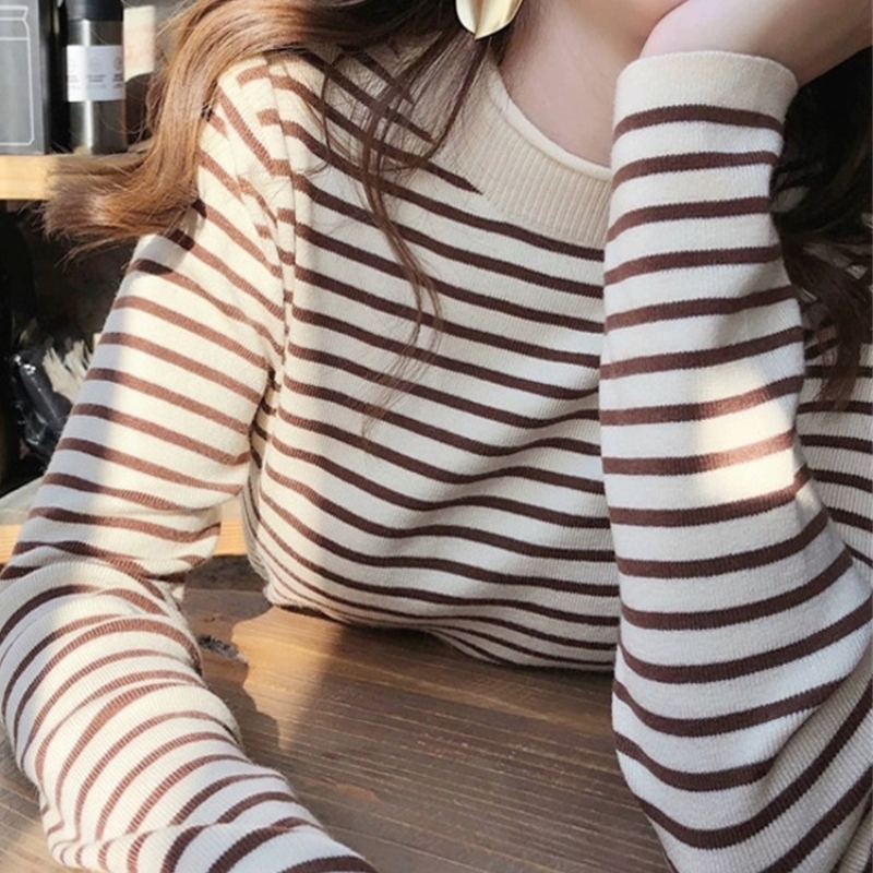新款条纹打底衫针织衫女