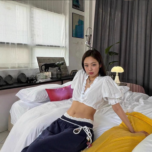 jennie款 25春款attends韩国东大门直筒宽松百搭气质松紧腰休闲裤