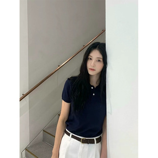The T恤 Barnnet现货25夏款 韩国东大门简约纯色正肩针织polo领短袖