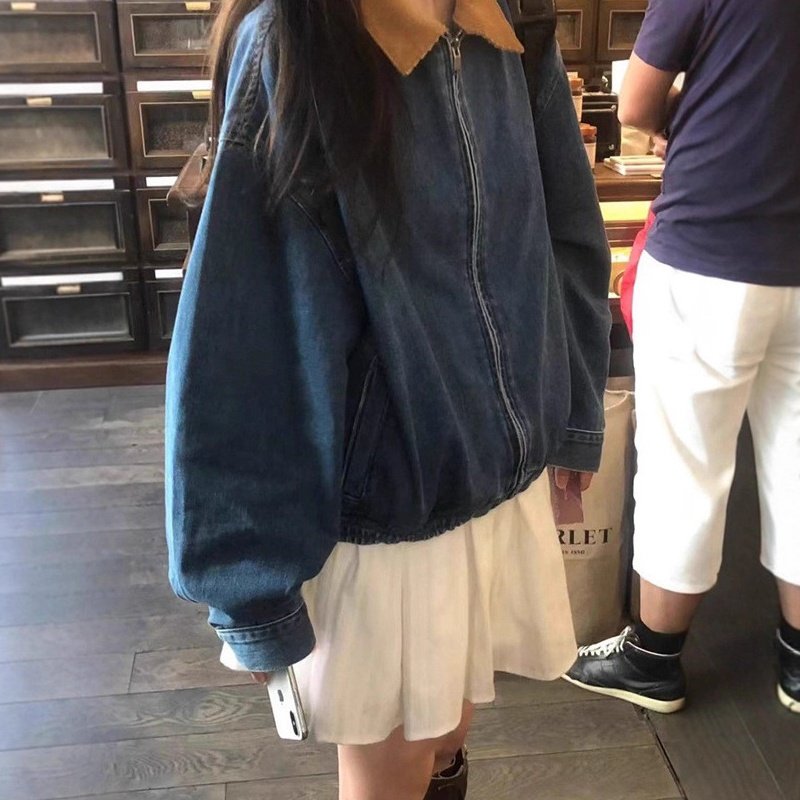 韩国objet宽松休闲牛仔蓝外套女