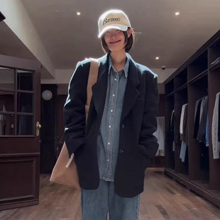 The Barnnet现H2025春款韩国东大门复古气质百搭羊毛西装呢子外套