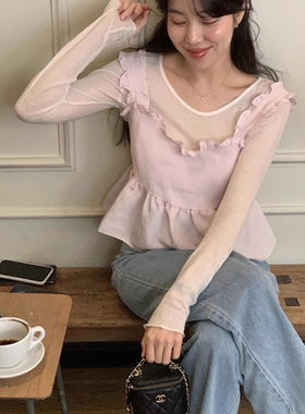 the plan现货2025夏款韩国东大门法式木耳边纯色百搭无袖背心吊带