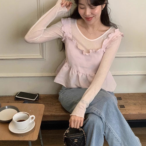 the plan现H26夏款韩国东大门法式木耳边纯色百搭无袖背心吊带女
