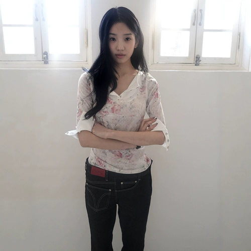 亨利领假两件修身收腰中袖T恤女