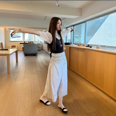 monoha纯色气质短袖背心半身裙女