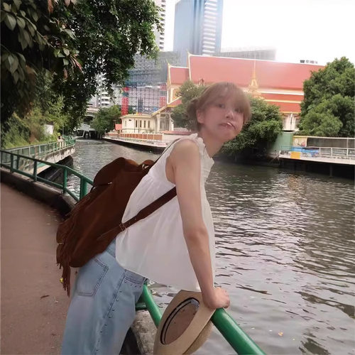 韩国fletta蕾丝拼接小飞袖背心