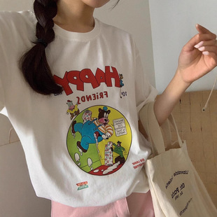salt b现H25夏款韩国东大门宽松显瘦纯棉可爱卡通印花短袖T恤上衣