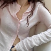 ged现H25款 纯色单排扣韩上衣 亲肤针织全棉开衫 韩国东大门修身 薄款