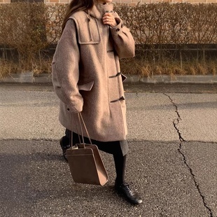 LFM Hooded Wool Duffle现货25秋冬羊毛羊驼毛牛角扣连帽大衣外套