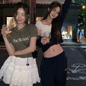 韩国东大门宽松休闲百搭字母印花短袖 The Barnnet现货25夏款 T恤女