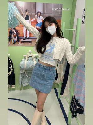 GROVE休闲百搭麻花短款针织上衣