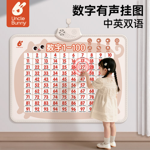 【数字1-100中英双语】有声挂图