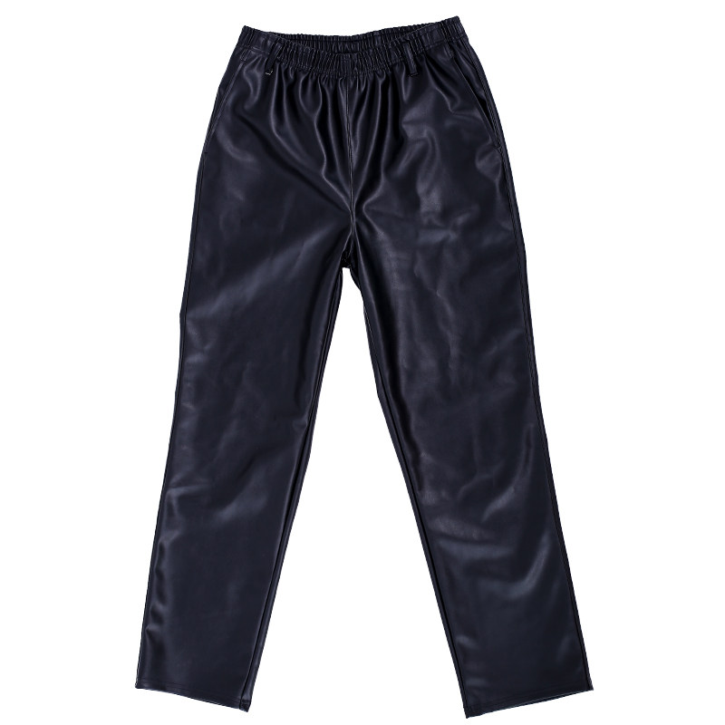 LEATHER PANTS MENS SPRING AND AUTUMN THIN CASUAL LOOSE STRAIGHT WORK WEAR OILPROOF WATERPROOF WEAR-RESISTANT WEARPROOF CYCLING PU WORK PANTS