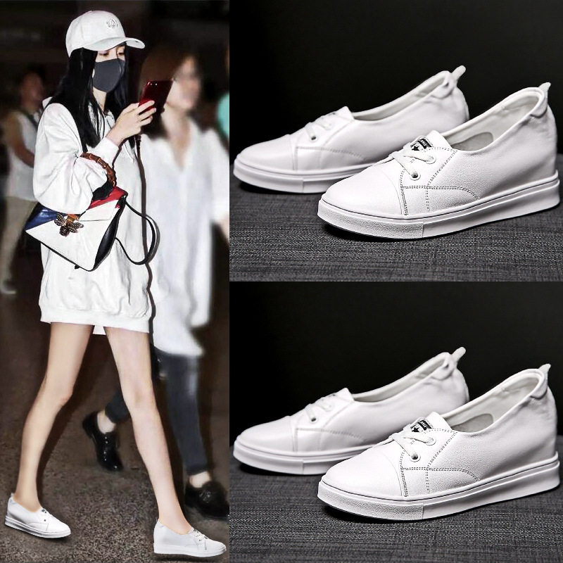 内增高小白鞋女2022春季新款百搭5cm韩版春款厚底白鞋休闲真皮鞋
