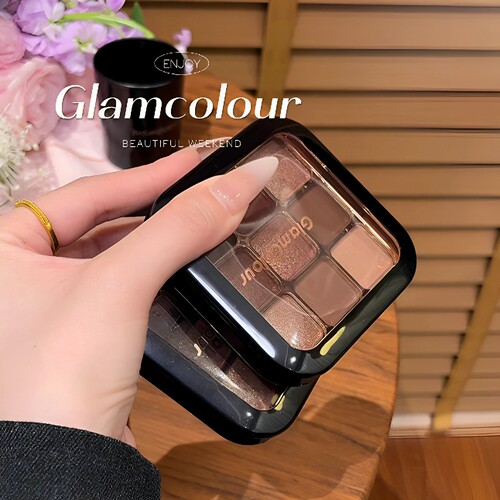 GLAMCOLOUR 9色眼影盘一盘多用哑光珠光一体盘不掉色大地色日常女