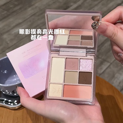 比雅7色眼影盘高光腮红修容一体大地色哑光珠光纯欲眼影 通勤学生