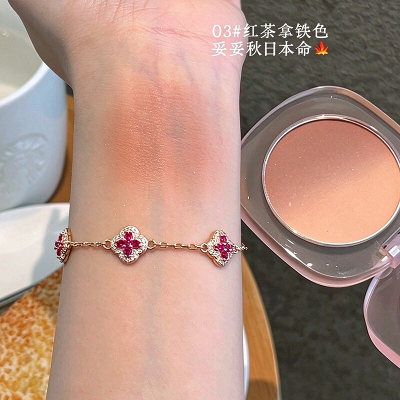 CVZ渐变腮红盘自然裸妆哑光细闪蜜桃橘色持妆渐变盘高光盘红茶色